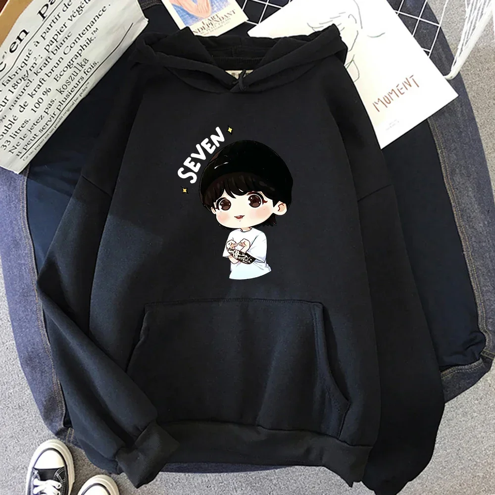 Kawaii JungKook Seven Hoodie Women Harajuku Aesthetic Funny Hoodies Unisex Autumn Winter Casual Pullover Sweatshirts Tops