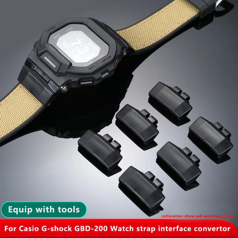GBD-200 تعديل حزام محول ل كاسيو G-shock GBD-200 حزام ساعة اليد واجهة محول مطاط مقاوم للمياه حزام الساعات محول