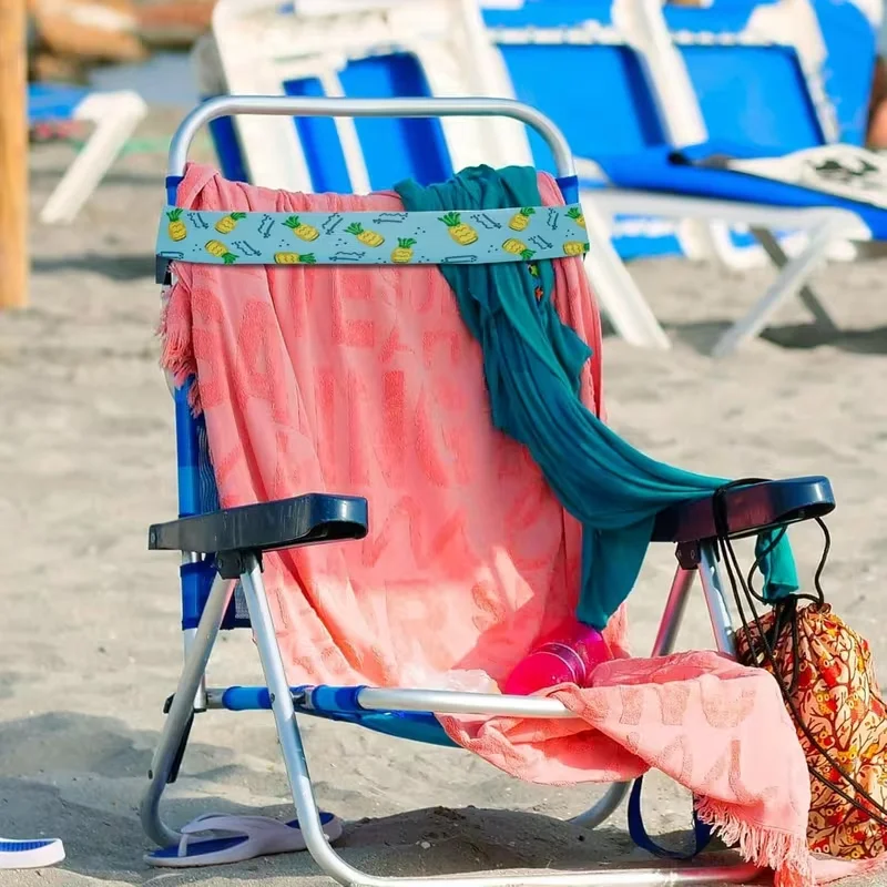 4 Sets of Beach Towel Holders - Sunbathing Chair Towel Fixers - Longer 16 Inches X 2 Inches Elastic Towel Clips