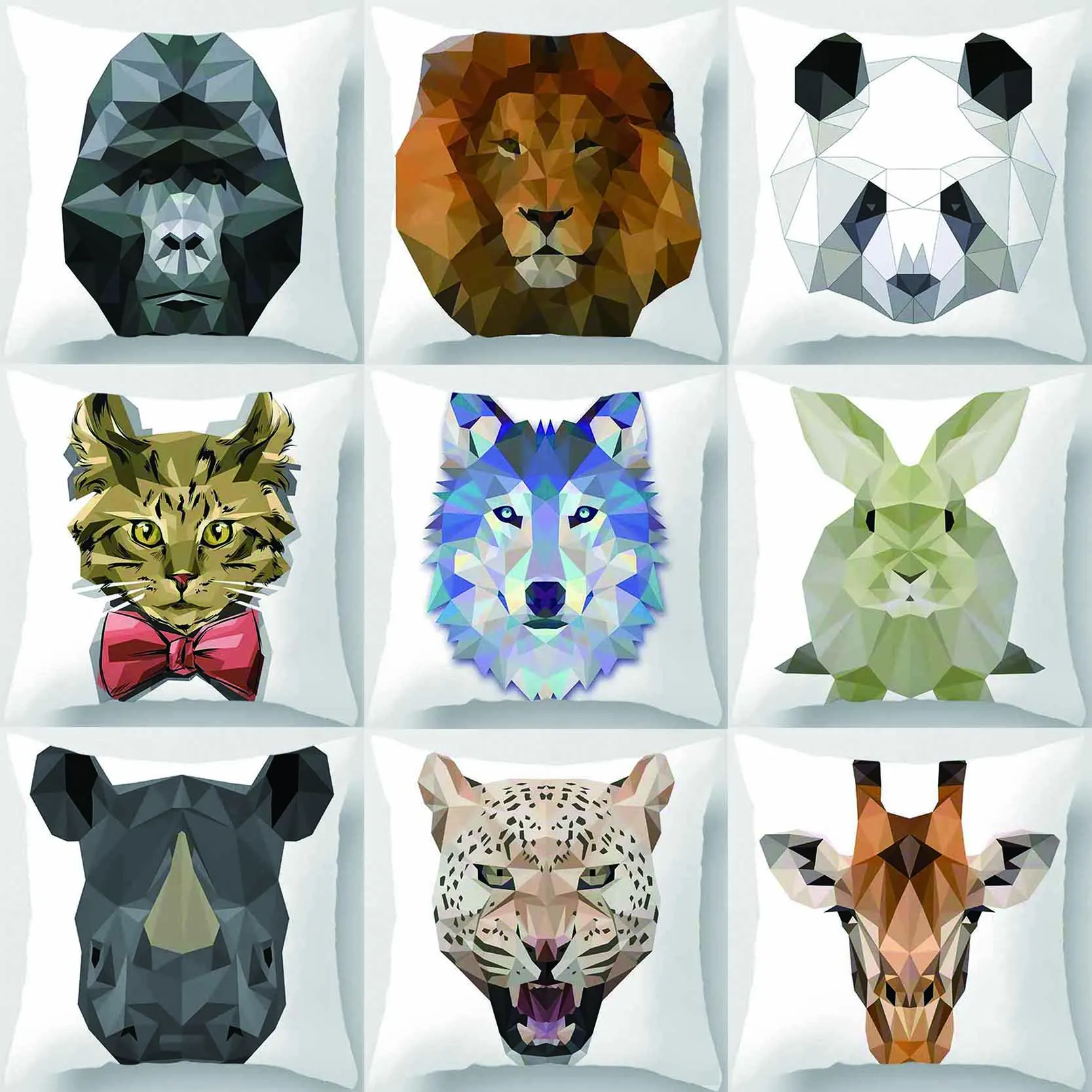 

Home Decor Pillowcase Animal Head Sticker Print Square Pillowcase Car Sofa Cushion Cover Moda