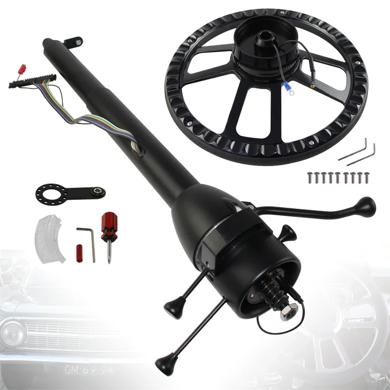 32\'\'/30\'\'/28\'\' Inch Universal Tilt Automatic Collapsible Steering Column for GM 69-94+Steering Wheel+Hub Adapter&Horn Button SL