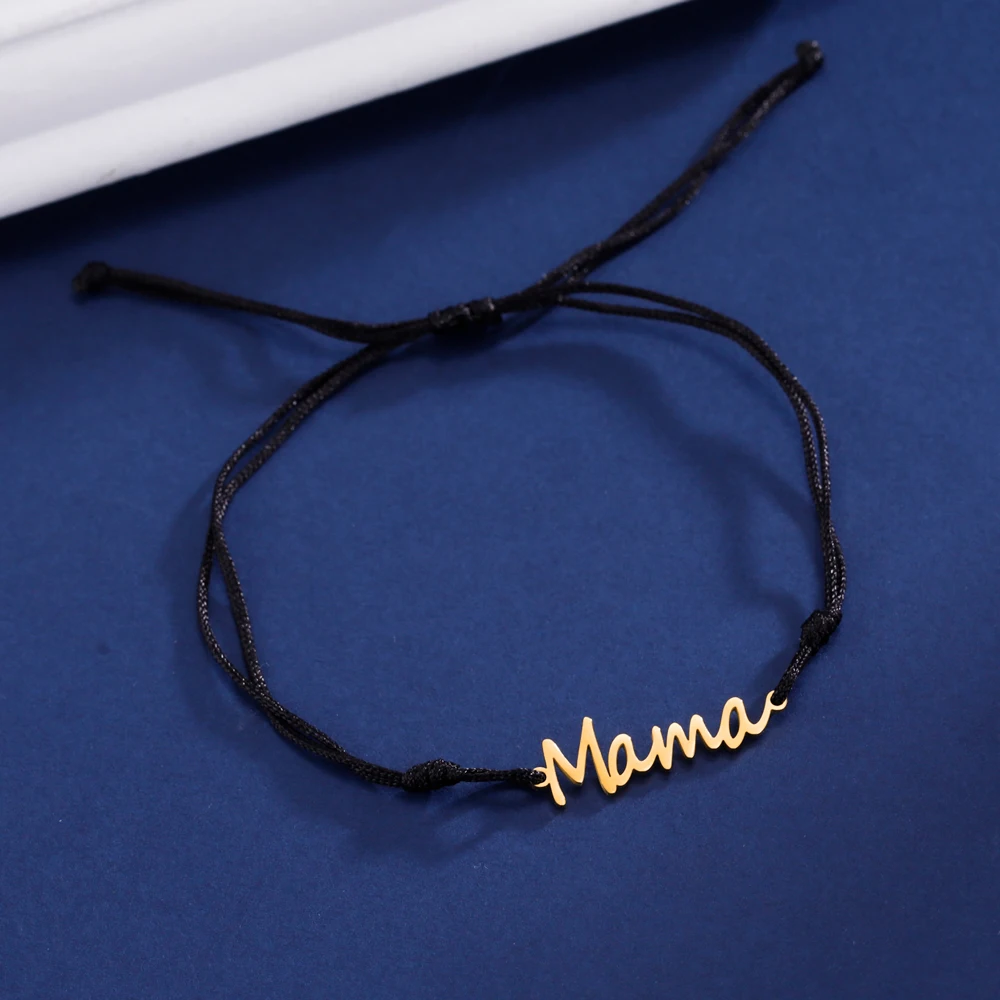 COOLTIME Mama-Buchstabe, Wachsseil, verstellbare Armbänder zur Hand, Edelstahl, Mama-Armband für Frauen, Schmuck, Muttertagsgeschenk – Detail 13