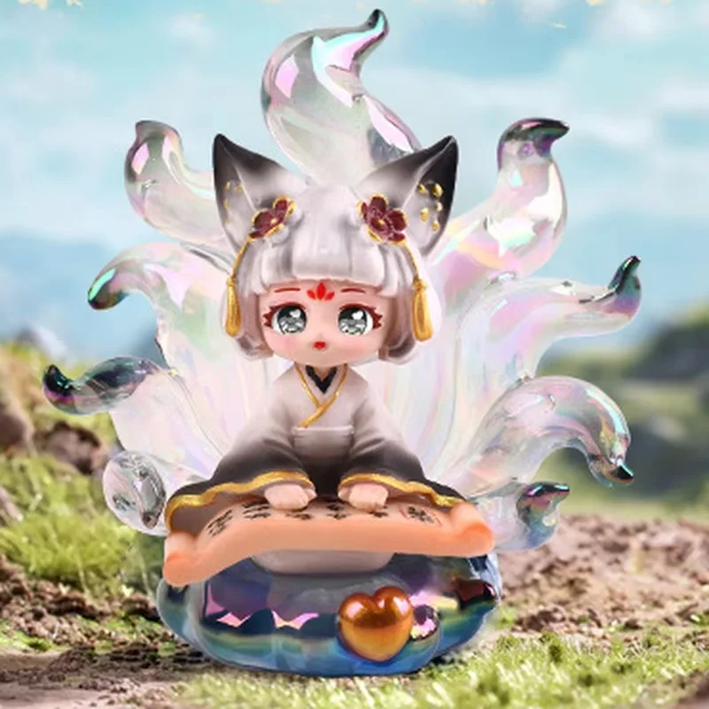Ancient Wisdom Angel Series Figure Blind Box Cartoon Nine Tailed Fox Angel Resin Doll Office Desktop Ornament Surprise Toy Gifts