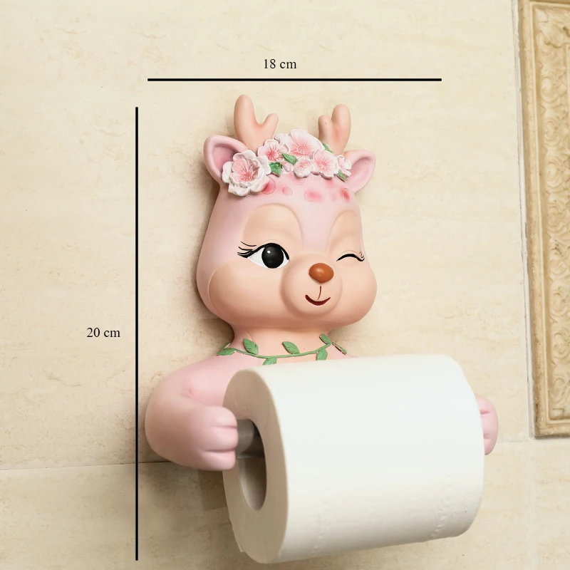 

Nordic Resin Roll Paper Holder Creative Deer Rack Sika Deer Tissue Box Non-perforated Toilet Bathroom Decoration Accessories