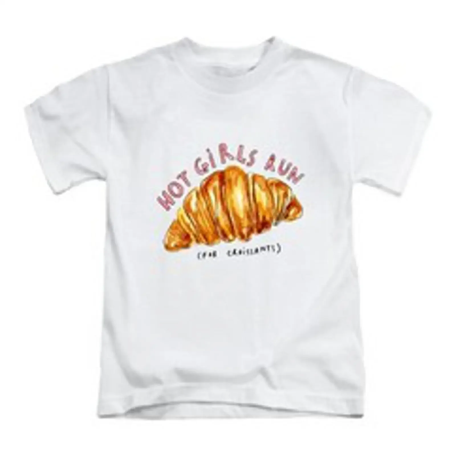 Hot Girls Run For Croissants Erwachsene T Shirt Fun Food Meme Top Neu vintage Washed homme fashion Unisex Breathable Versatile