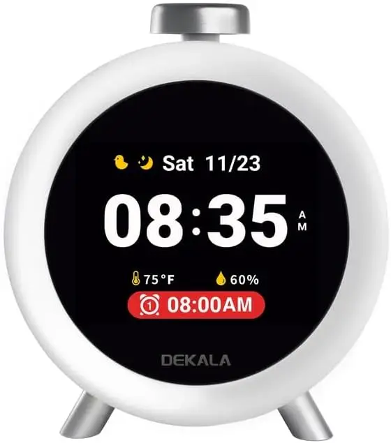 

Программируемый будильник с дисплеем температуры и влажности, 7-дневными будильниками, громким постепенным пробуждением, экраном IPS