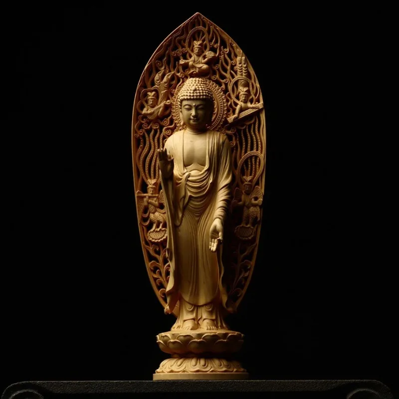 

Hand carved wooden Buddha ornaments, artistic crafts, Feng Shui Buddha statues, enshrined for home and office desk decoration
