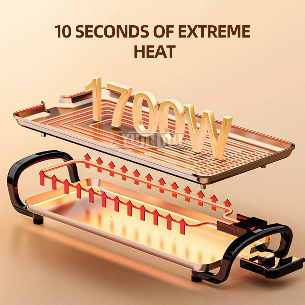  Electric Baking Pan Household Multi-Functional Indoor Smokeless Barbecue Machine Frying Pan