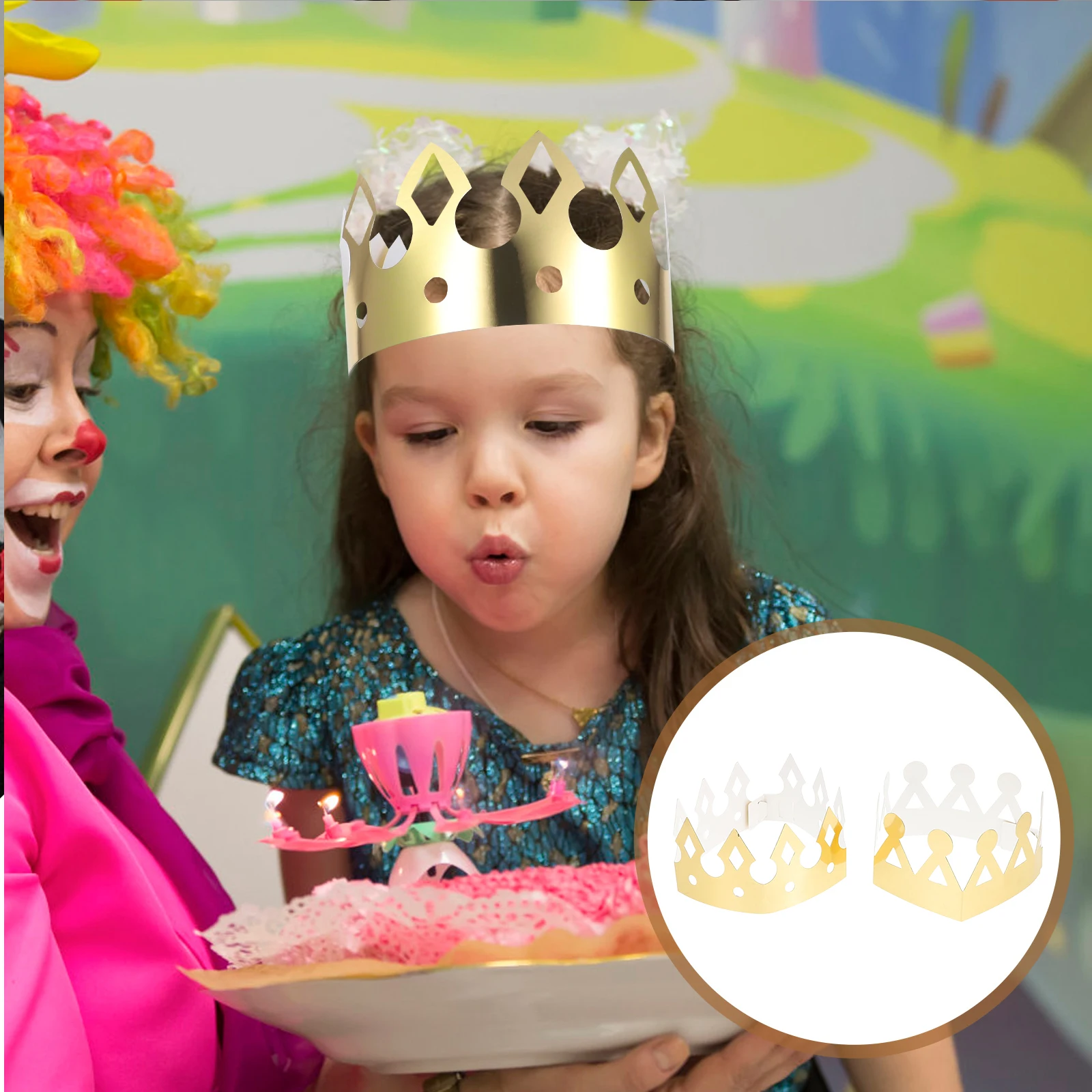 12/24pcs Kids Paper Crown Happy Birthday Paper Hats Prince Crown Child Baby Birthday Crown Party Hat Photo Props