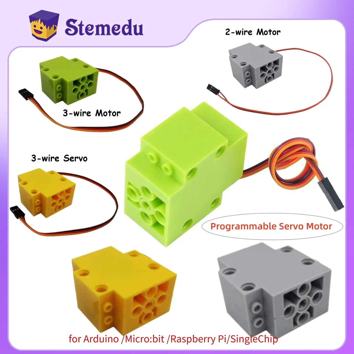 Programmable Building Block Servo Motor Cross Output Shaft Compatible with legoeds Power Control Driver for Arduino Microbit RPI