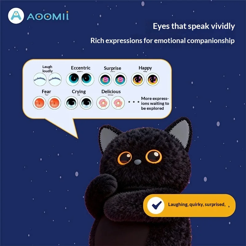 AI Intelligent Cat Companion Interactive Plushie Toy Portable Hanging Siamese Stuffed Gift with Soothing Tech Features