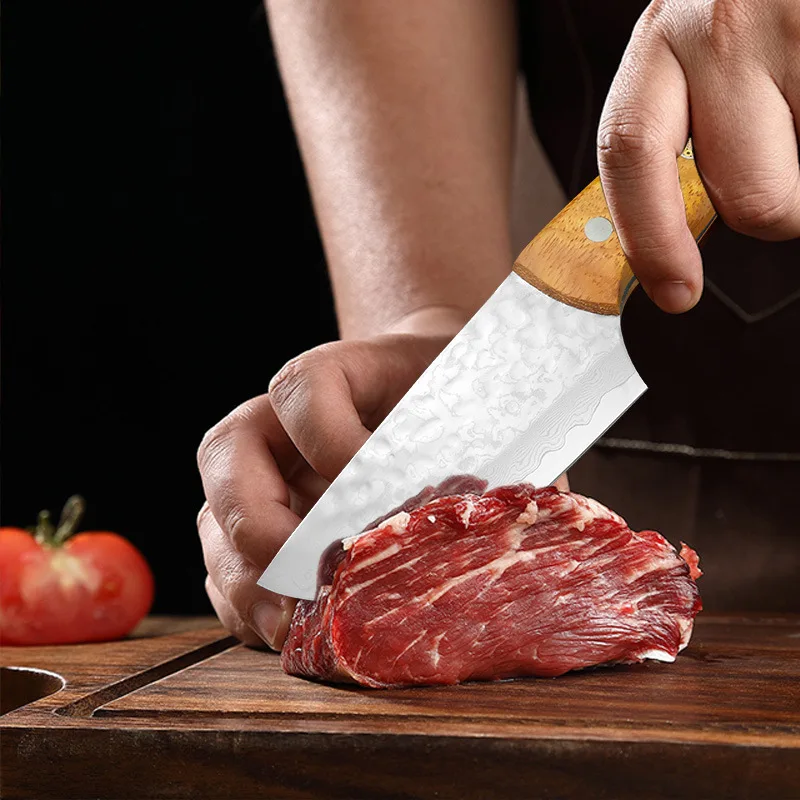 Damascus Steel Kitchen Knvies Meat Cleaver Chef Knife Steak Barbecue Knife Tang Full Fish Knife Slicing Boning Cooking Tools