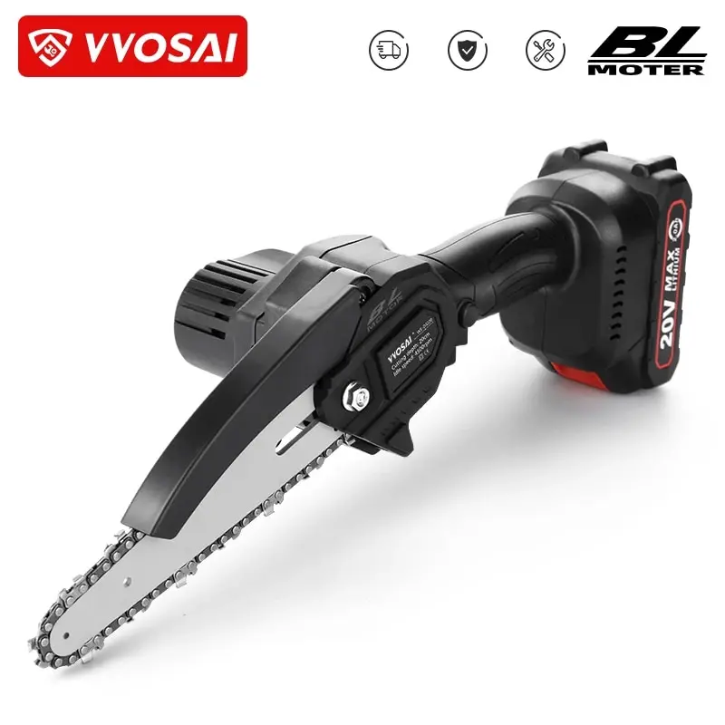 VVOSAI 20V MT-SER 6 Inch Brushless Chain Saw Cordless Mini Handheld Pruning Saw Portable Woodworking Electric Saw Cutting Tool