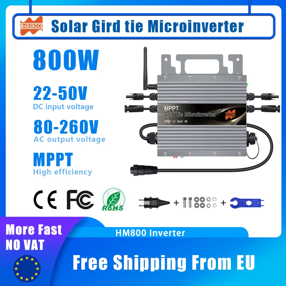 

800W 600W 700W 36V MPPT Solar Grid Tie Micro Inverter Pure Sine Wave With Built-in WiFi AC 110V 220V With Free EU Plug IP67