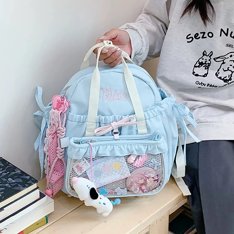 

HAEX Lolita Women Ita Bags Fashion Designer 2025 Detachable 2 Pieces DIY Anime Badge Crossbody Bag Casual Commute Backpacks