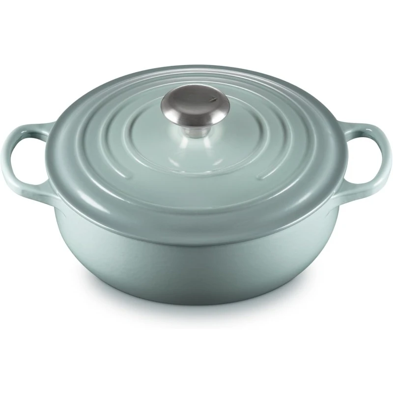 Enameled Cast Iron Signature Round Sauteuse, 3.5qt., Sea Salt