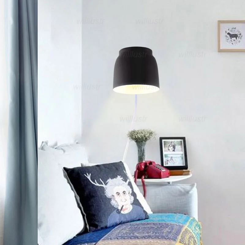 

Wood Wall Lamp Metal Sconce Bedroom Rotatable With Switch Plug Creative Iron Reading Lighting