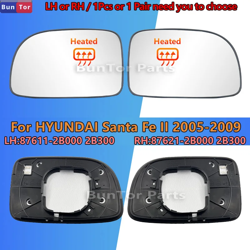

For Hyundai Santa fe II 2005 2006 2007 2008 2009 Left&Right Rearview Mirror Glass/87611/21-2B120 Side Wing Mirror Replace Part