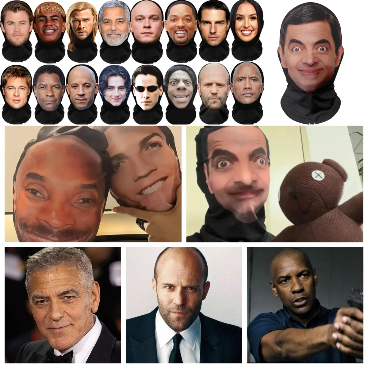 3D Funny Elastic Realistic Celebrity Mask Visualized Masks Full Face Cosplay Balaclava Halloween Party Props Headcovers