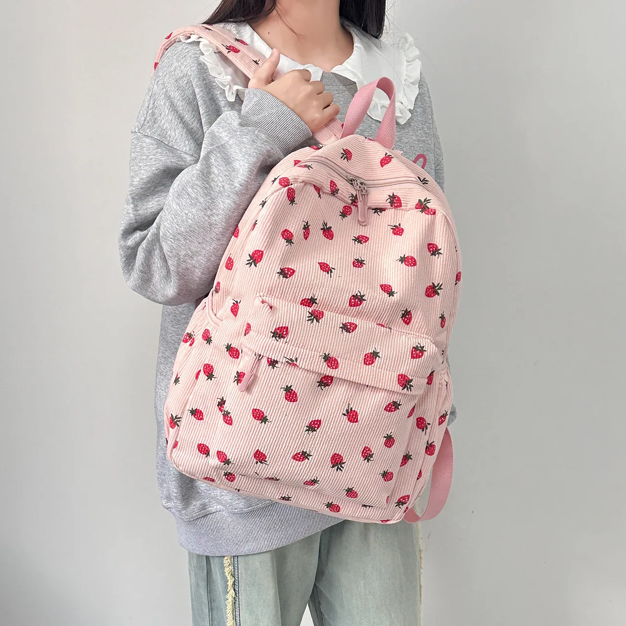 レディースバックパック日本のイチゴ原宿かわいいかわいいファッショナブルなバックパック芸術的なプレッピースタイルのランドセル学生のための