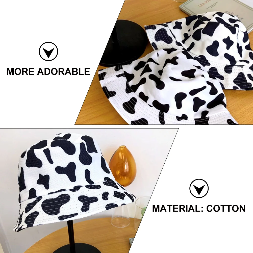 

Cow Print Bucket Hat Women Fisherman UV Protection Summer Beach Travel Outdoor Sun Hat Girls Fashion Photography Accessories
