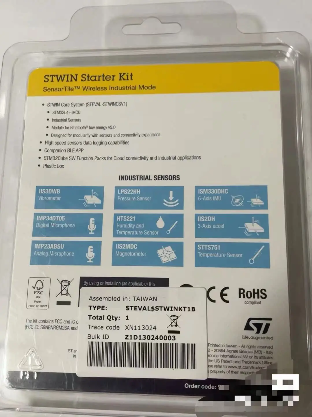 STEVAL-STWINKT1B Placa mínima, WiFi Sensibilidade Sensor
