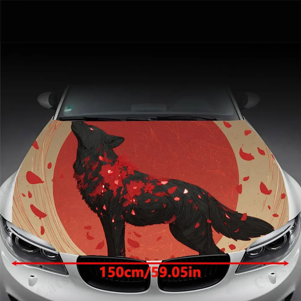 Cool Black Wolf print,car hood stickers,PVC waterproof Self adhesive car hood sticker,car hood decoration protection stickers,Au