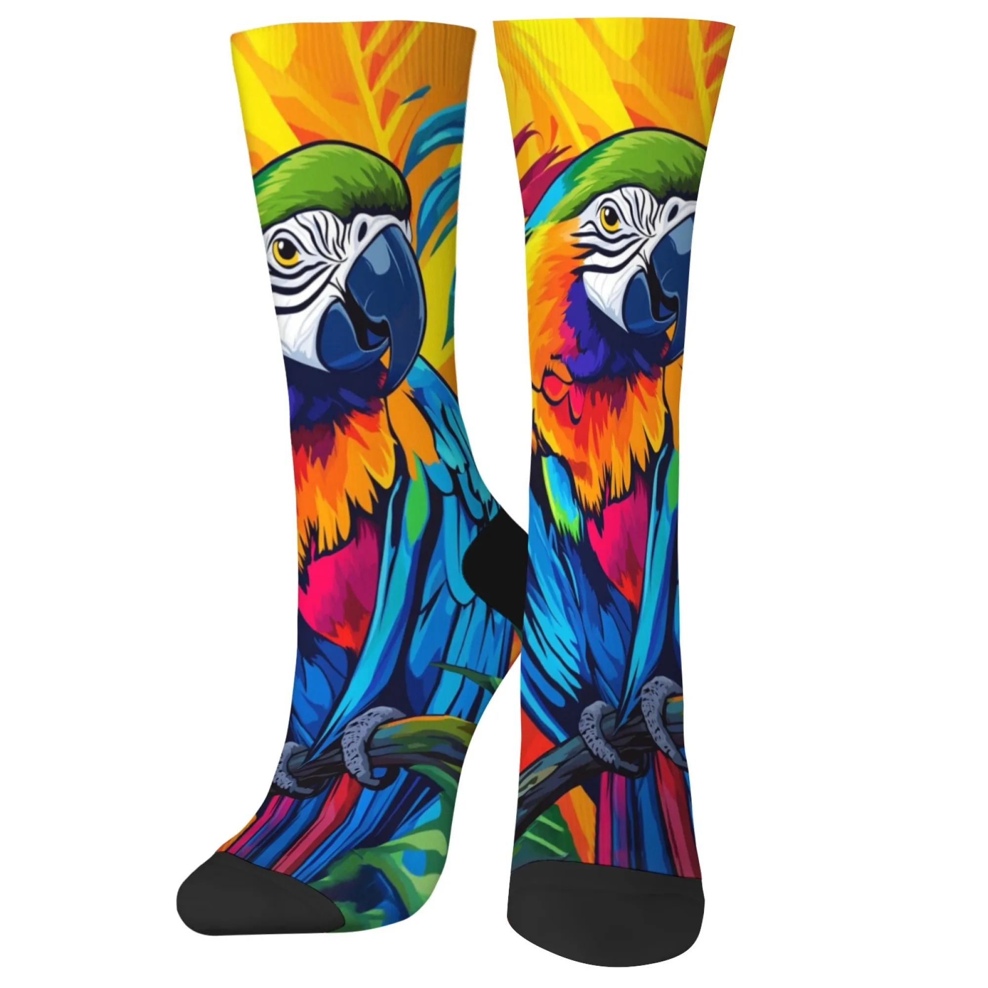 

Pop Art Parrot Print Men's Socks Harajuku Retro Style Compression Socks Soft Skin-friendly Comfortable Casual Socks Novelty Gift