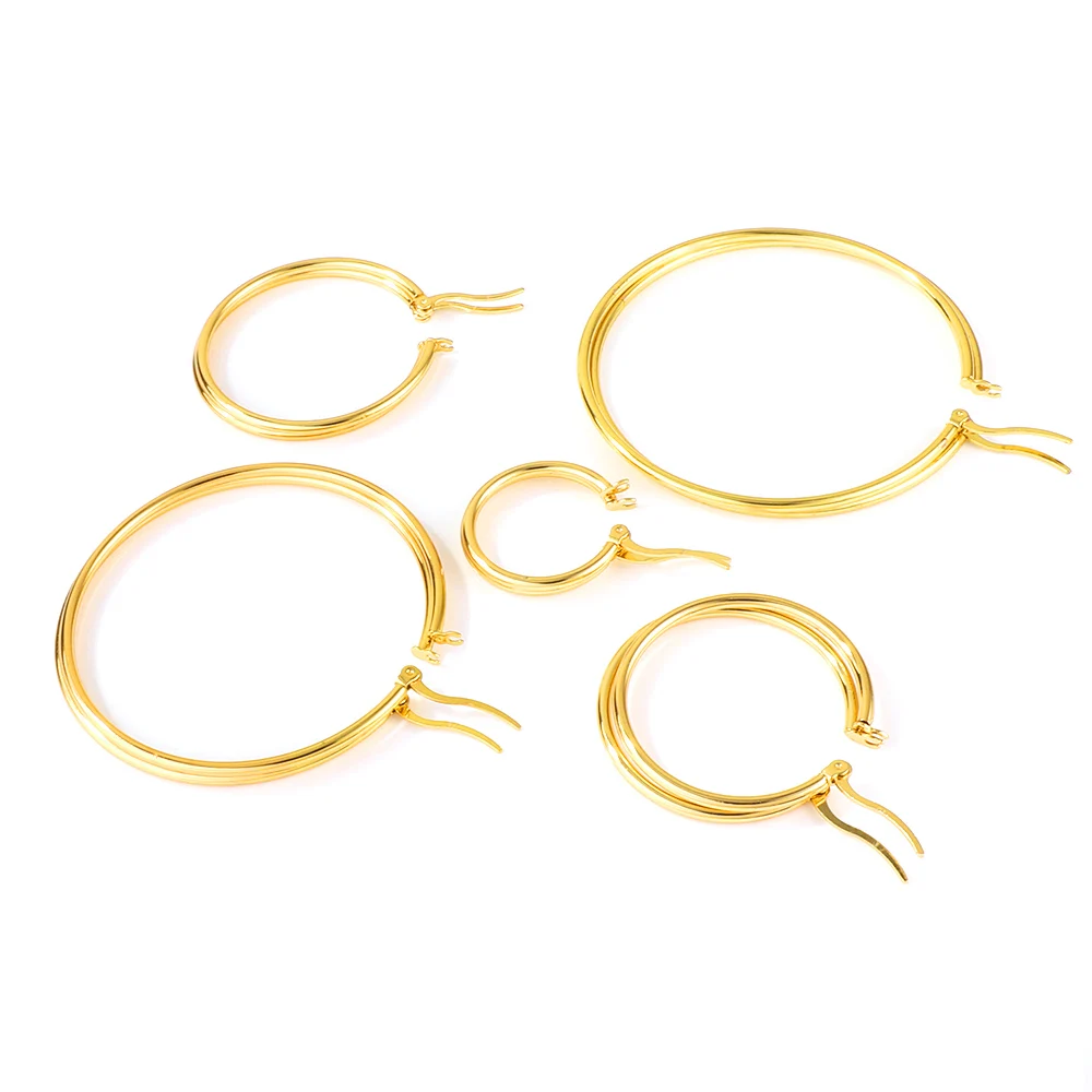 LUXUKISSKIDS серьги 10/20/30/35/45/50/70MM Large Hoop Earrings For Woman/Men Stainless Steel Wholesale Small Round Clips Jewelry