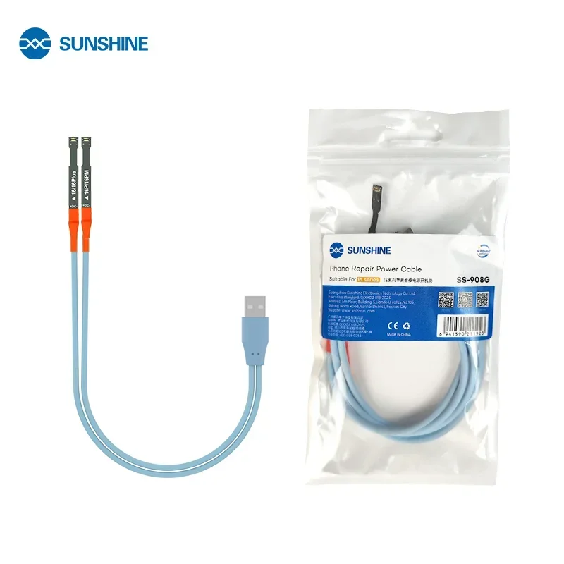 SUNSHINE SS-908G IP16 Series Power Boot Cable For iPhone 16/16 Plus/16 Pro/16Pro Max Motherboard Battery Clip Repair Test line