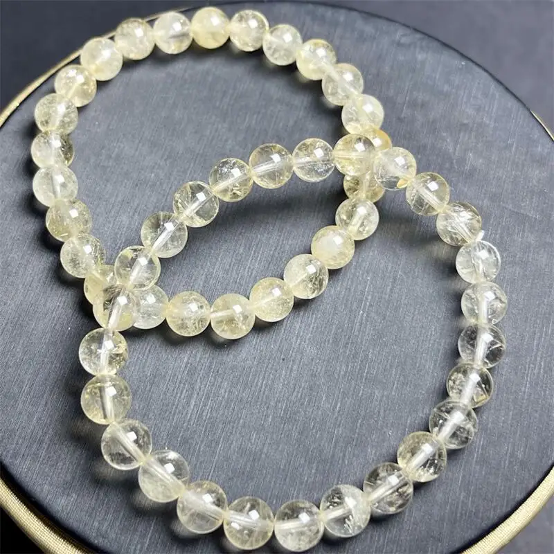 

7/9MM Natural Yellow Citrine Bracelet Women Charm Simple Circle Strand Bracelet Yoga Energy Wrist Jewelry 1PCS