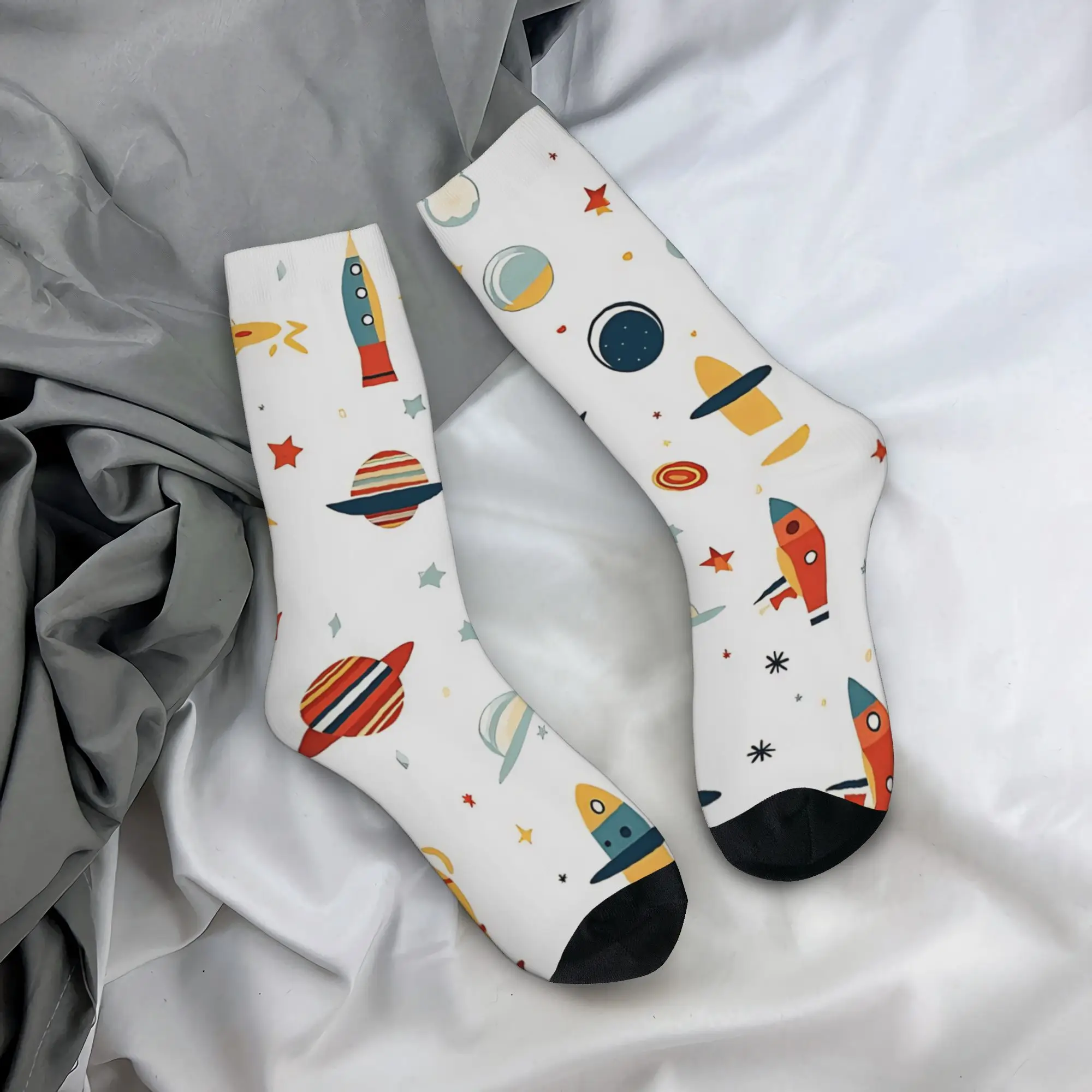 

Space Planets Rockets Stockings Men's Socks Soft Breathable Kawaii Socks Winter Outdoor Sports Non Slip Graphic Socks Gift