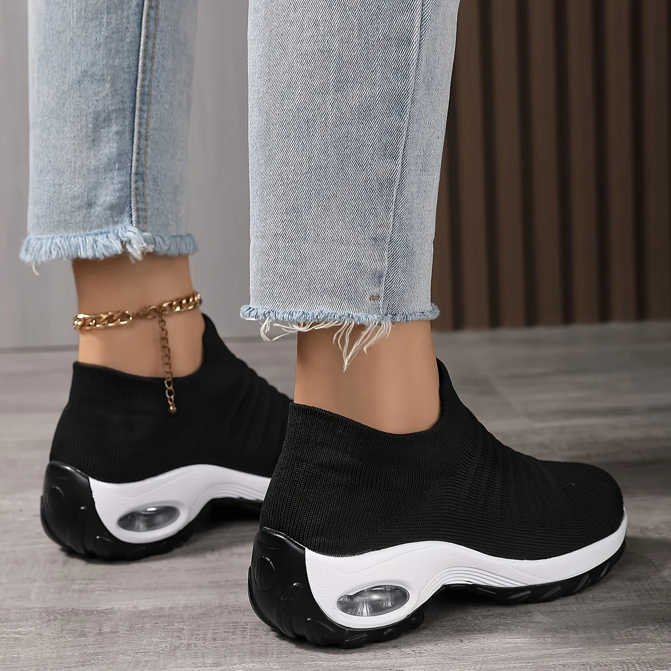 Women Walking Shoes Arch Support Knit Mesh Non Slip Sneaker Shoes Woman Breathable Lightweight Slip On Running Shoes 2089 t