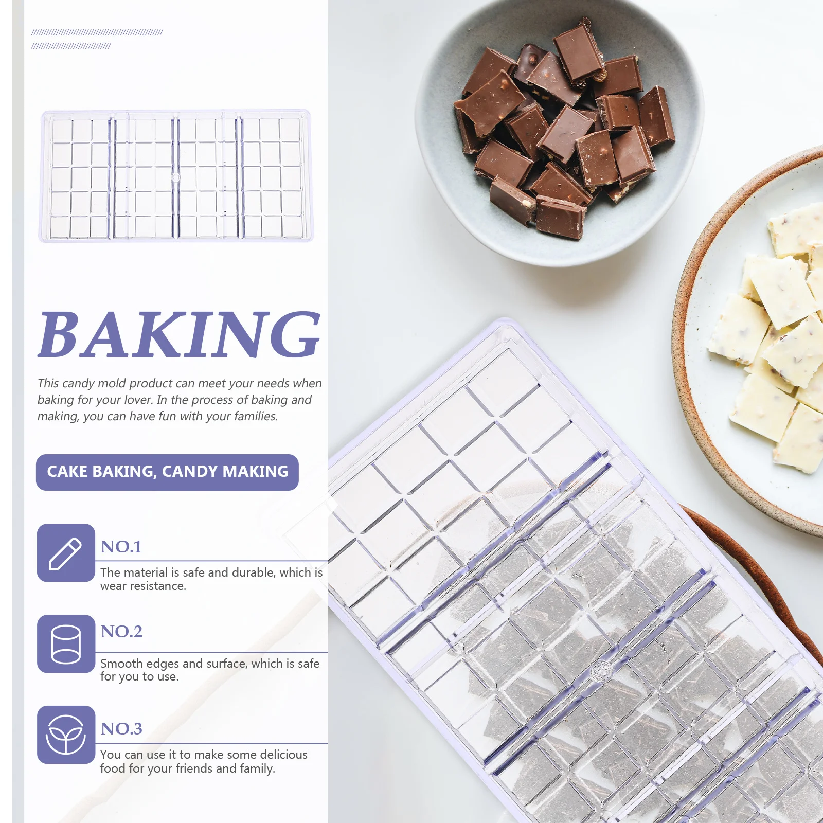 แม่พิมพ์ขนมพลาสติกช็อกโกแลตสำหรับอบขนม เครื่องมือทำช็อกโกแลต DIY แม่พิมพ์ใสแบบหลายช่องสำหรับใช้ในครอบครัวและมืออาชีพ