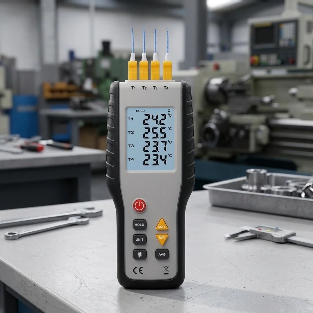 4 Channel Digital Thermometer HT-9815 Offers Simultaneous Readings Wide Range Accuracy and Unit Conversion Features