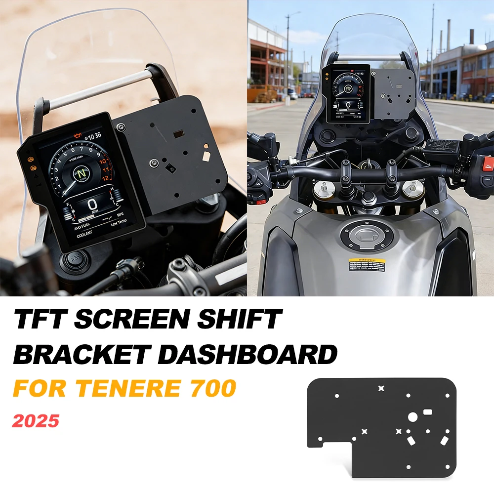 For Yamaha Tenere 700 2025 Dashboard Screen Shift Bracket TFT Display Relocation Plate Motorcycles GPS Mount Holder Hardware Kit