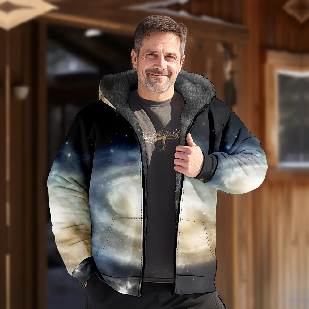 Chaquetas de invierno para hombre, abrigos, ropa de algodón con patrón de cielo estrellado, abrigo, baile de estilo pijo sofisticado