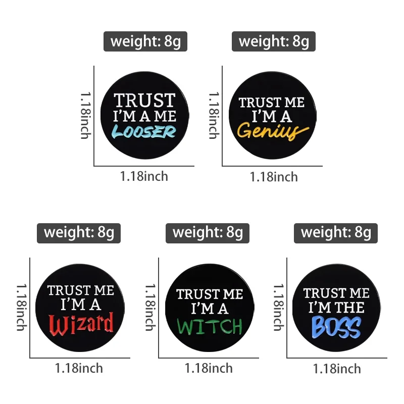 Trust Me I’M A Witch Wizard Enamel Pins Funny Punk Round Decor Brooches Clothes Lapel Backpack Badge Jewelry Gift For Friends