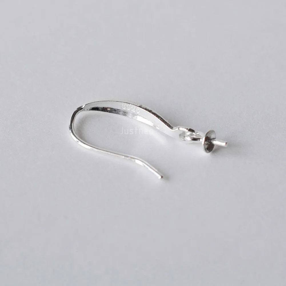 Solid .925 Sterling Silver Earring Hooks with Eyepin Bead Caps, French Ear wire Dangle Pearl Earrings , DIY Accessories