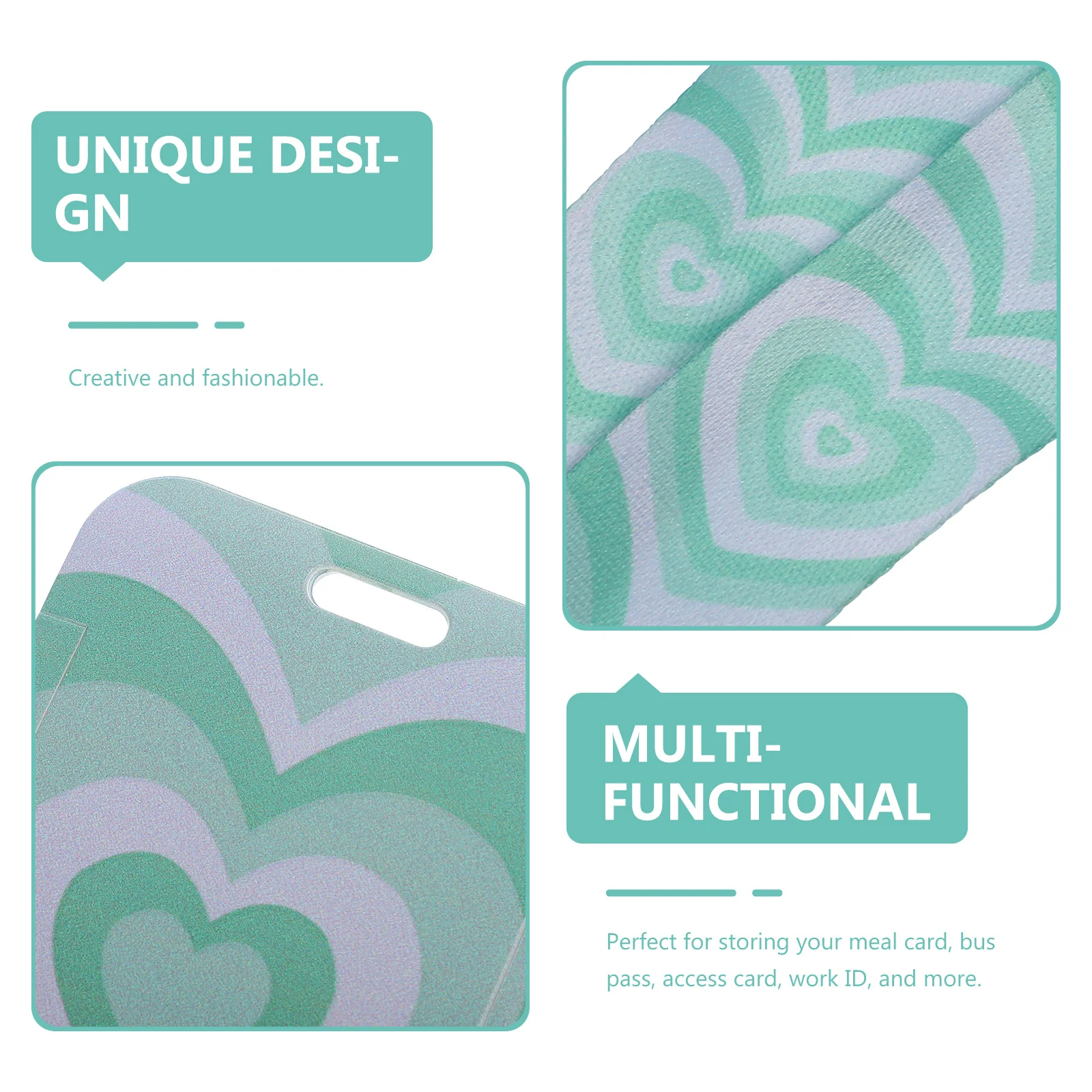 

1 set Card Lanyard Card Holder Delicate Pattern Portable Badge Sleeve Lanyard Tag Holder For Work School Business Use