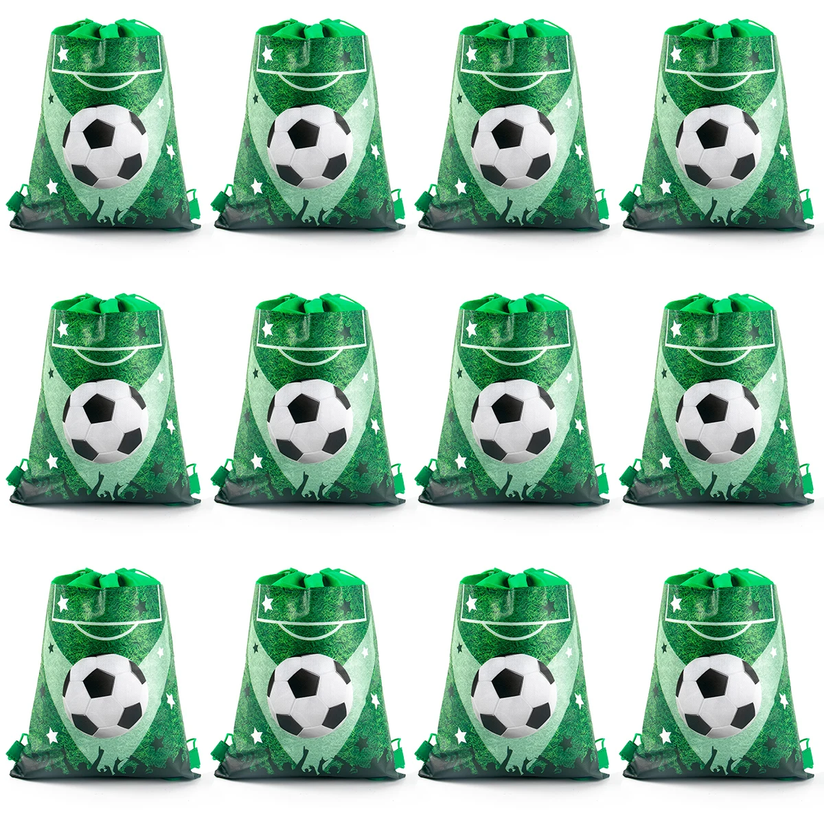 1/2pcs Football Party Non-woven Gift Bags Soccer Drawstring Backpack Kids Boys Sport Football Theme Birthday Party Decorations