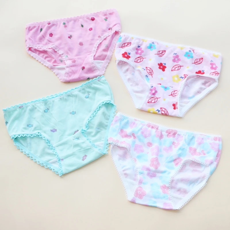 12Pcs /Lot Baby Girls Briefs Cotton Underwears Children Short Underpants Kids Panties