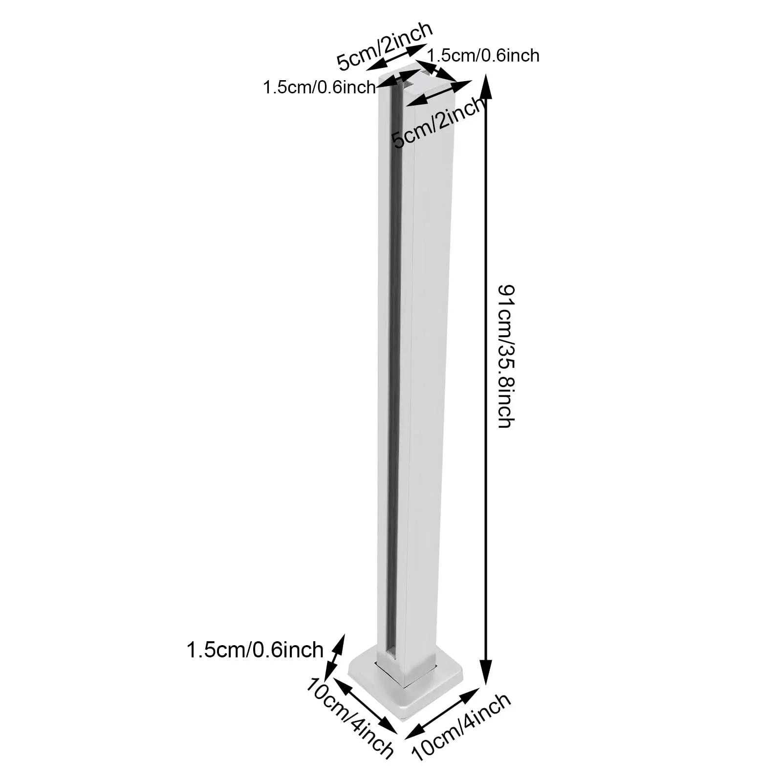 Glass Railing Post Heavy Duty Glass Railing Post 35.8'' End Post 304 Stainless Steel Balcony Deck Concrete P