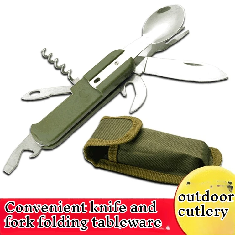 

Portable Outdoor Camping Folding Knife Fork Spoon Combination Tableware Multifunctional Folding Tableware