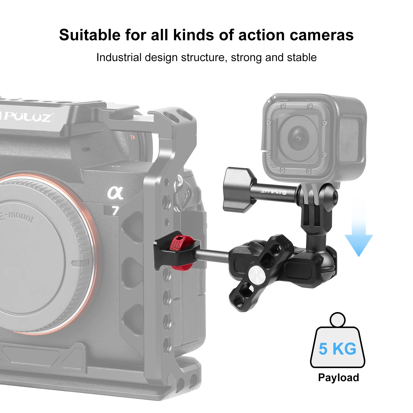 Puluz Magic Arm Mehrwegkugel-Aluminium legierung halterung für insta360/gopro/dji Sport-Action-Kamera-Zubehör mit Schraube