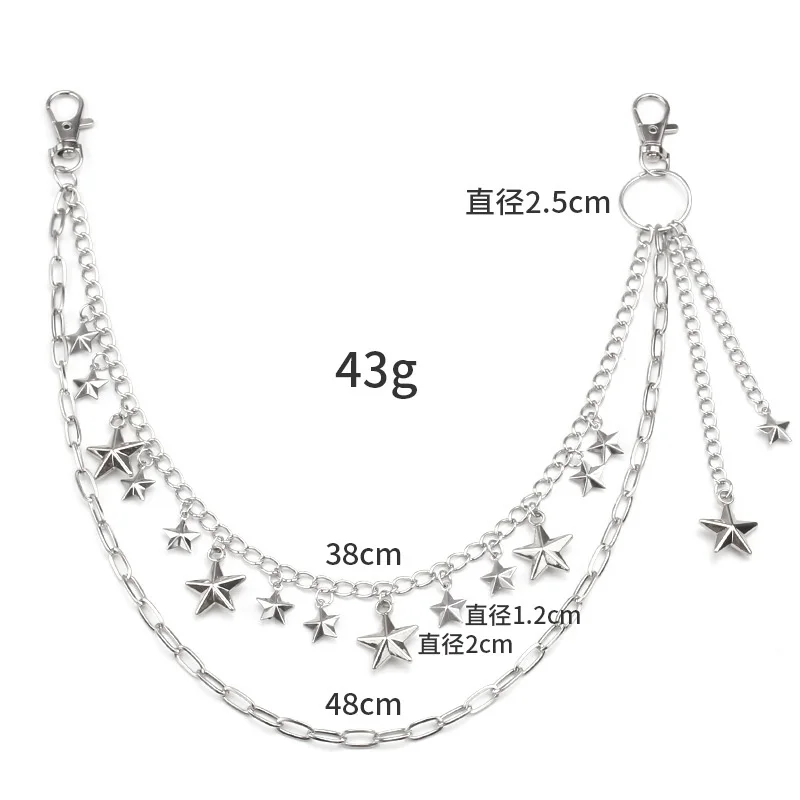 Punk Rock Metal Pants Waist Chain Men Women Key Chain Big Ring Wallet Keychain Jeans Unisex Hip-hop Jewelry Gift