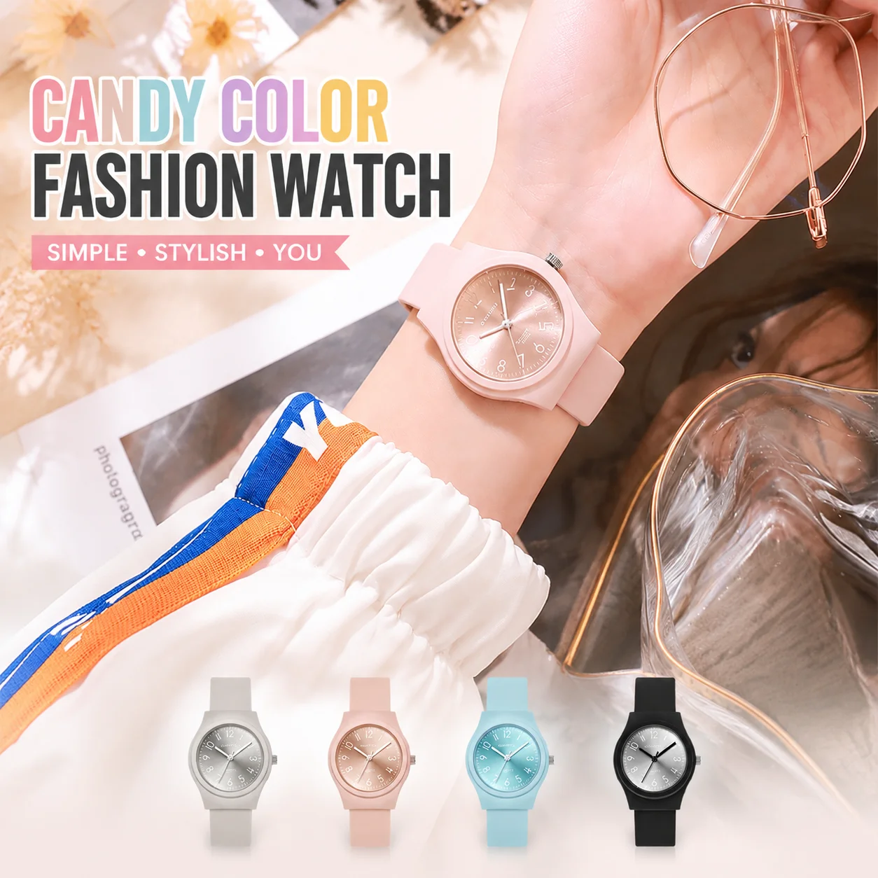 Candy Color Silicone Quartz Watch For Women Fashion Casual Student Wristwatch Minimalist Number Dial Clock Ladies Gift