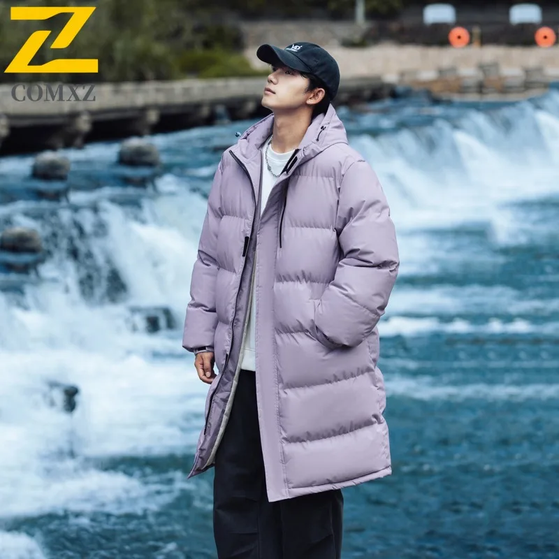 

COMXZ Long Winter Jacket Minimalist Long Hooded Business Banquet Luxury Office Padded Jacket Golf Handsome Men Quilted Jackets
