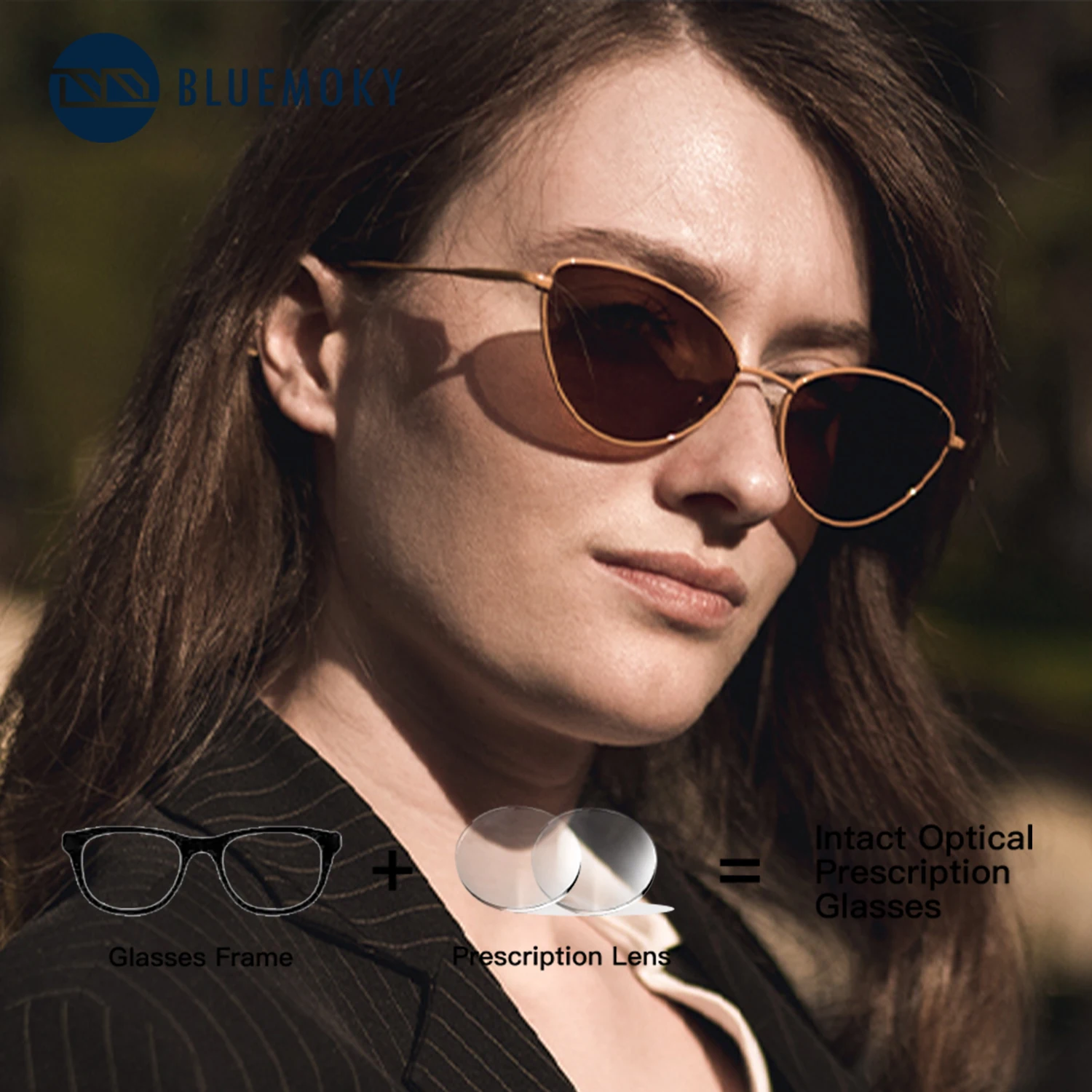 

BLUEMOKY Cat Eye Metal Polarized Prescription Sunglasses Women Butterfly UV400 Presbyopic Myopia Sunscreen Sun Glasses