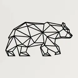 HelloYoung Metal Geometric Bear Art Wall Decoration, Minimalist Metal Wire Bear Wall Art, Metal Wall Art, Bedroom, Study